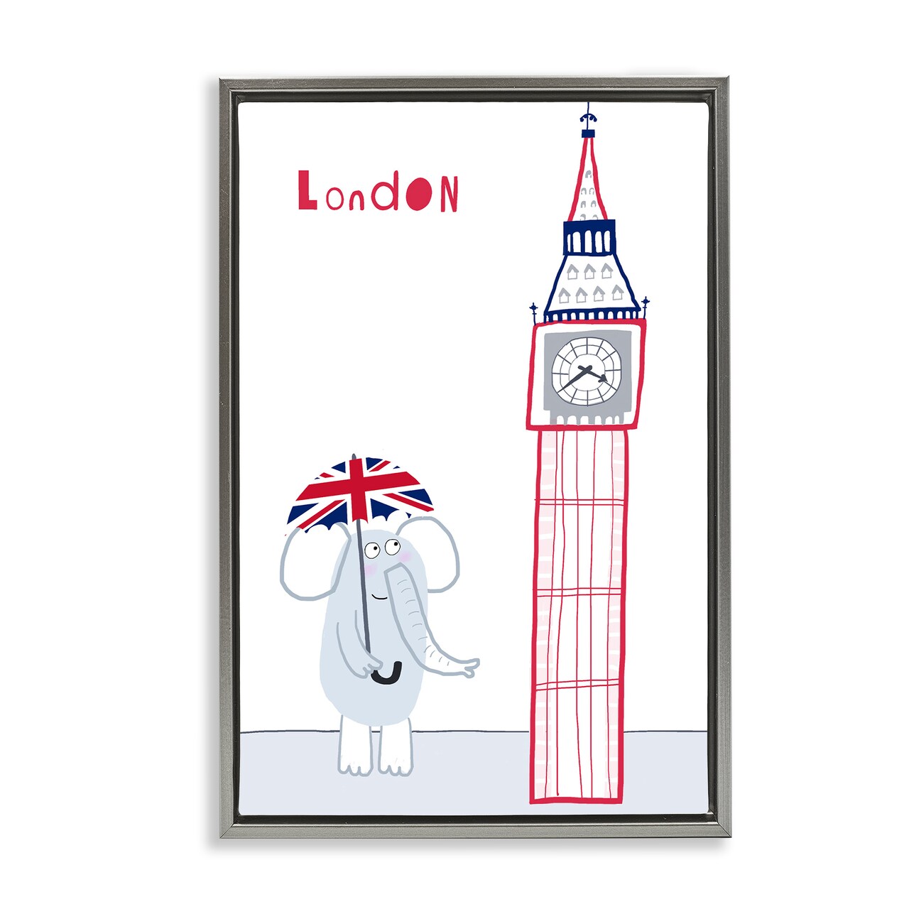 Stupell Industries Elephant & Big Ben London Floating Frame, design by Carla Daly